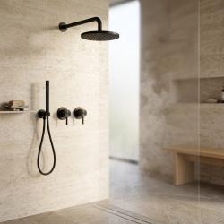 Aquanello Eterna Matt svart inbyggt duschset med 2 blandare 20 cm regndusch och handdusch ET-S-SET5-1-10